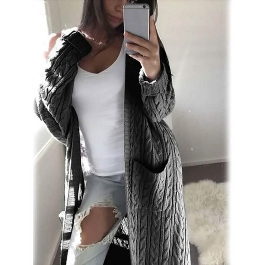 Women's Pocket Knitted Cardigan Sweater