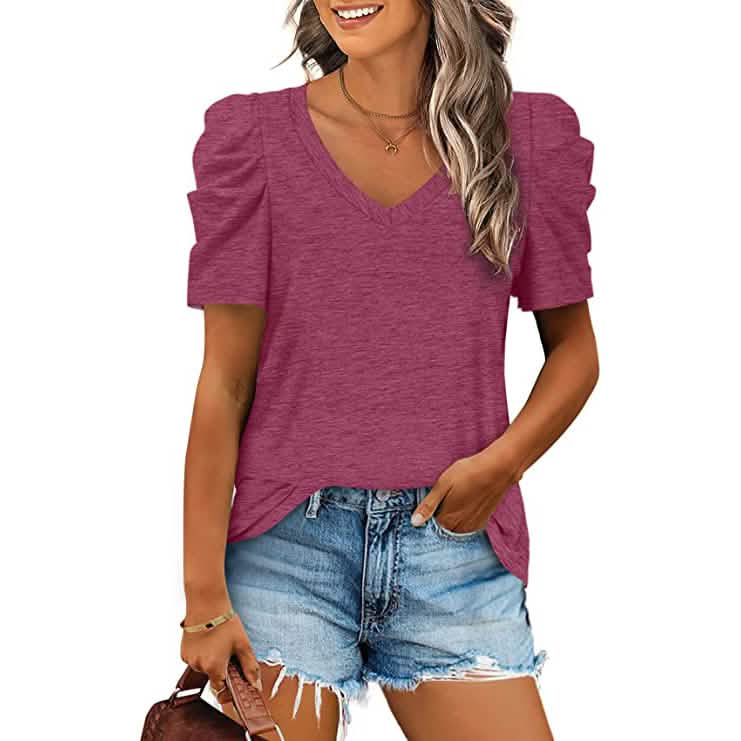 Women's Summer V-Neck Casual T-Shirt