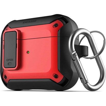 X-Armor for Airpods 3rd Generation Case with Locking Lid | Protective Carrying Pod with Carabiner Keychain (Airpods Gen 3)