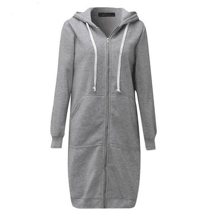 Zipper Front Pocket Drawstring Hoodie