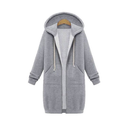 Zipper Front Pocket Drawstring Hoodie